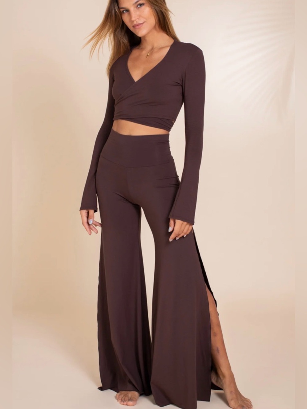 Royal Codes Juno Slit Pants, Cacao, S Petite